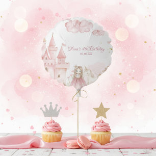 Pink Princess 4th Castle Unicorn 4 Birthday Party  Balloon