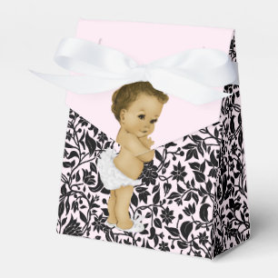 Pink Princess African American Baby Girl Shower Favor Boxes