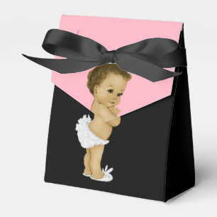 Pink Princess African American Baby Girl Shower Favor Boxes