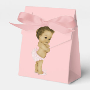 Pink Princess African American Baby Girl Shower Favor Boxes
