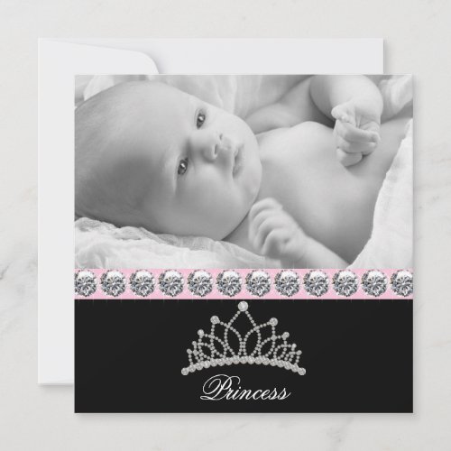 Pink Princess Baby Birth Announcements