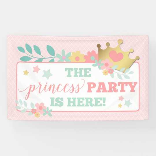 Pink Princess Baby Girl First Birthday Party Banner | Zazzle.com