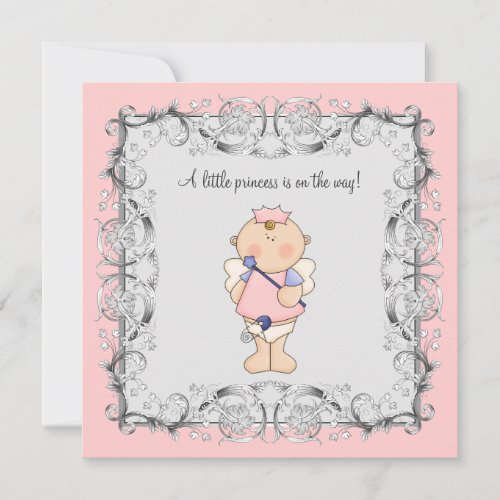 Pink Princess Baby Girl Shower Announcement
