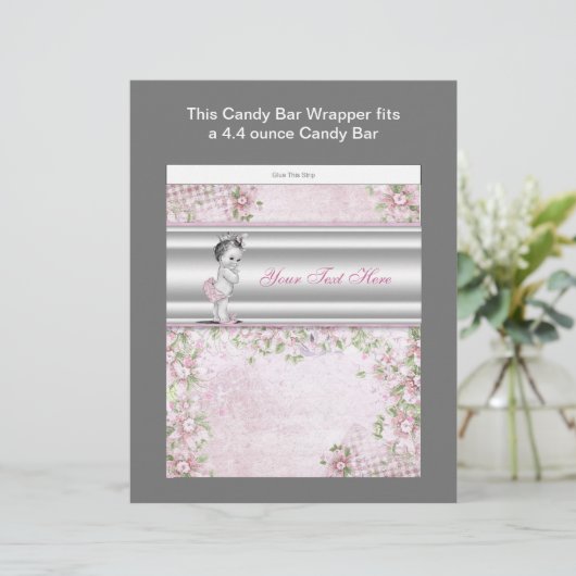 Pink Princess Baby Shower Candy Bar Wrapper (Standing Front)