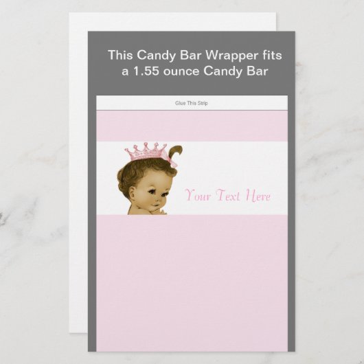 Pink Princess Baby Shower Candy Bar Wrapper (Front/Back)