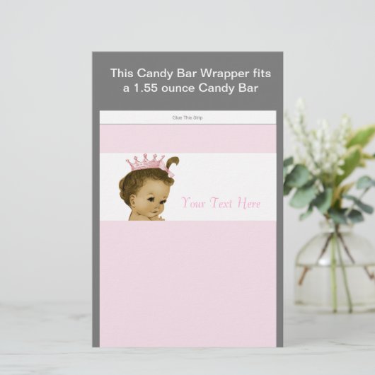 Pink Princess Baby Shower Candy Bar Wrapper (Standing Front)