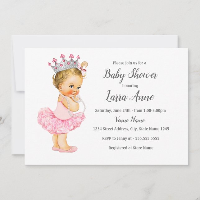 Pink Princess Baby Shower Invitation (Front)