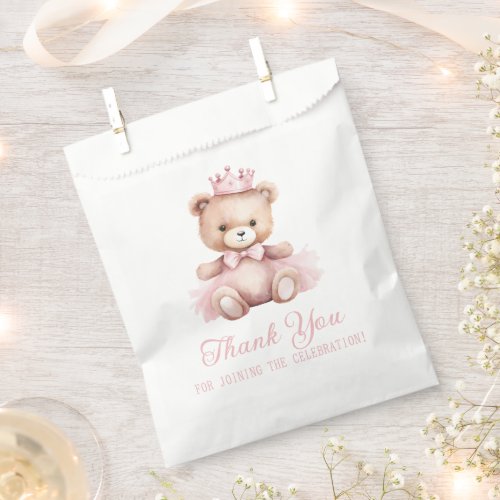 Pink Princess Bear Baby Girl Baby Shower Favor Bag