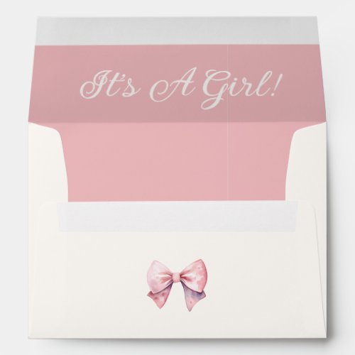 Pink Princess Bear Bow Baby Shower Invitation Envelope