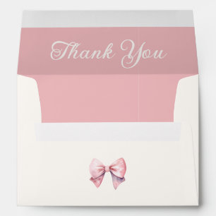Pink Princess Bear Bow Baby Shower Thank You Envelope