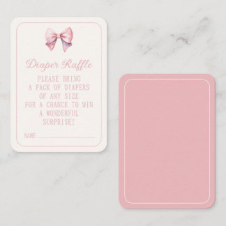 Pink Princess Bear Bow Diaper Raffle Enclosure Card