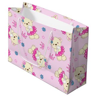 Pink Princess Bear Large Gift Bag