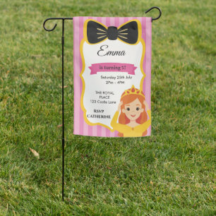 Pink Princess Birthday Invite   zazzlemade Garden Flag