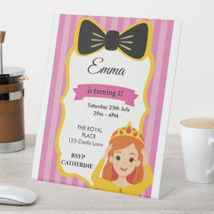 Pink Princess Birthday Invite zazzlemade Pedestal Sign