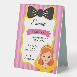 Pink Princess Birthday Invite zazzlemade Table Tent