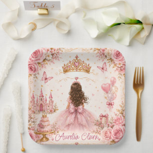 Pink Princess Birthday Paper Plates