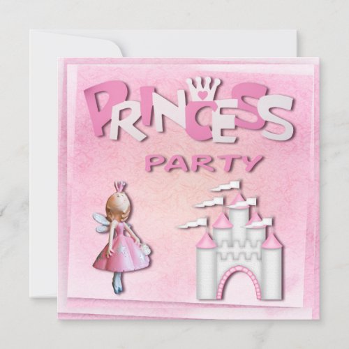 Pink Princess Birthday Party Cupcake  Castle Invitation
