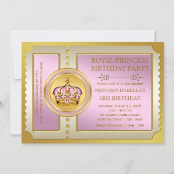 Pink Princess Birthday Party Invitation by InvitationCentral at Zazzle