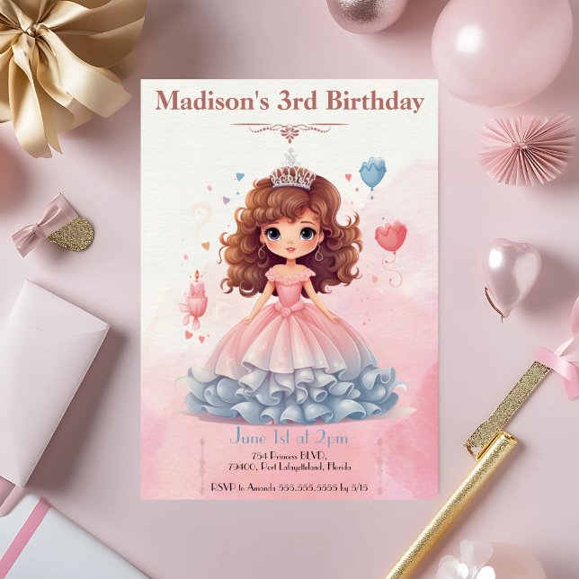 Pink Princess Birthday Party Invitation (Creator Uploaded)