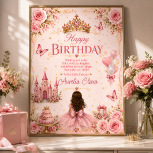 Pink Princess Birthday Poster