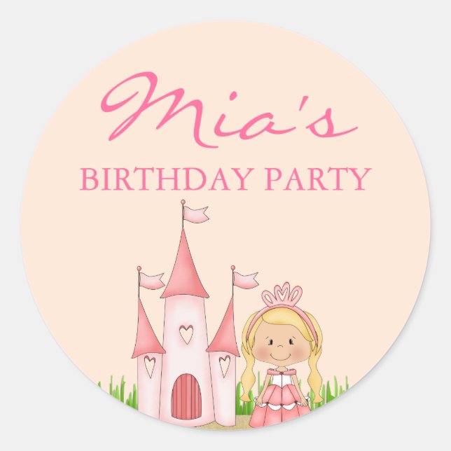 Pink Princess Birthday Sticker (Front)