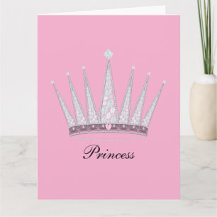 Pink Princess Birthday Tiara Crown Card