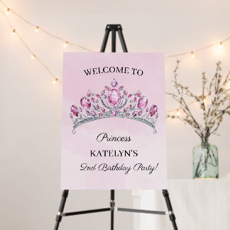 Pink Princess Birthday Welcome Foam Board