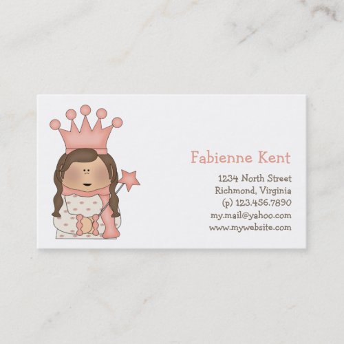 Pink Princess · Brunette Princess Business Card Templates