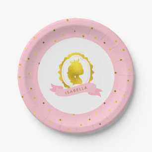 Pink Princess Cameo Birthday Paper Plates