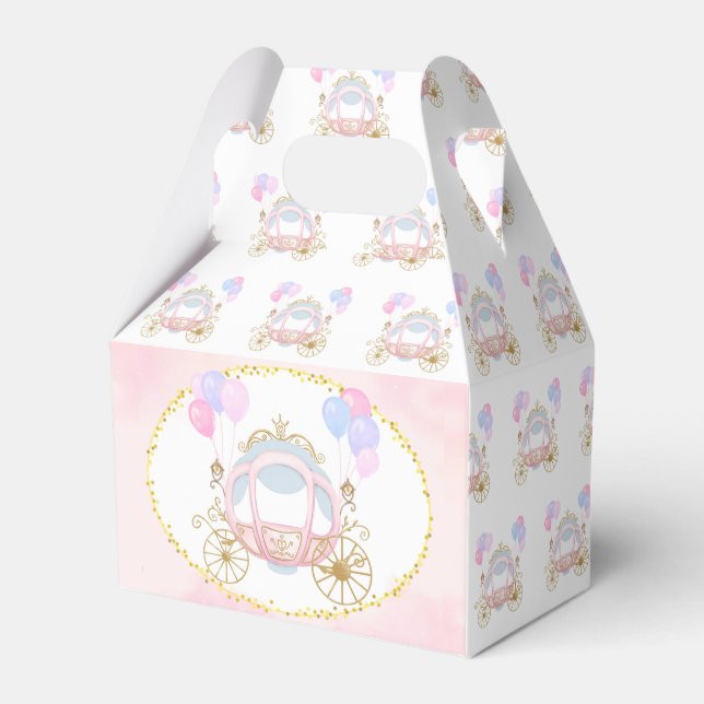 Pink Princess Carriage Birthday Party Favor Box (Front Side)