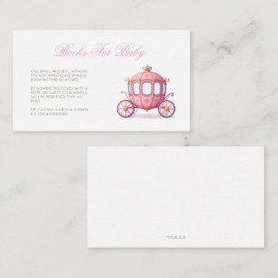Pink Princess Carriage Books for Baby Shower Enclosure Card