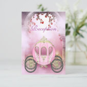 Pink Princess Carriage Enchanted Reception Card (Standing Front)