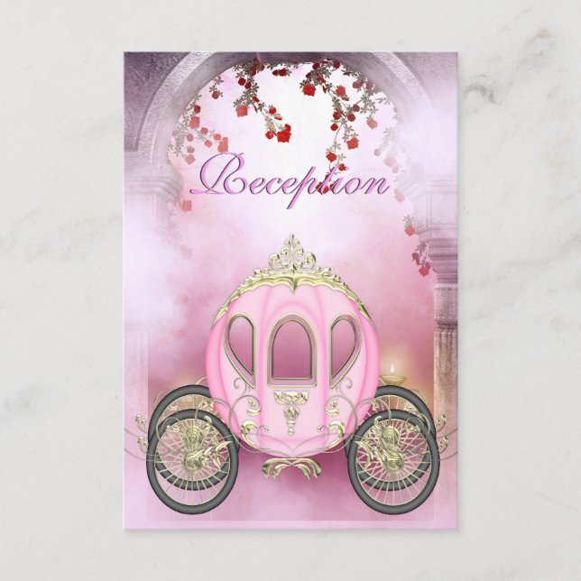 Pink Princess Carriage Enchanted Reception Card (Front)