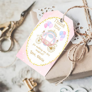 Pink Princess Carriage Girl Birthday Party Gift Tags