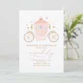 Pink Princess Carriage Girl Birthday Party Invitation (Standing Front)