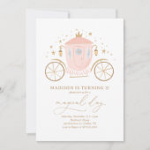 Pink Princess Carriage Girl Birthday Party Invitation (Front)