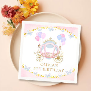 Pink Princess Carriage Girl Birthday Party Napkins