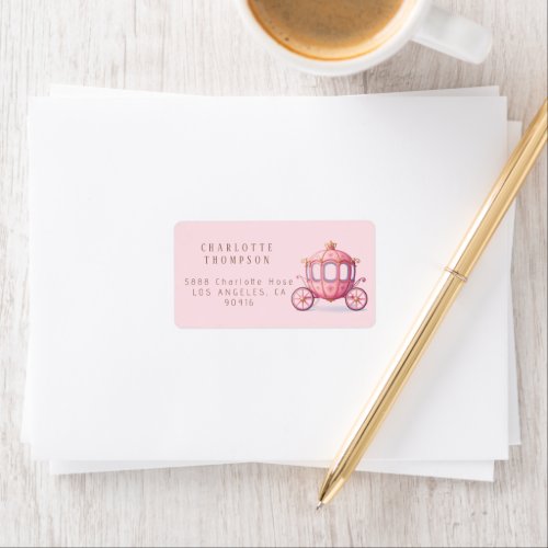 Pink Princess Carriage Return Address Labels
