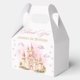Pink Princess Castle Birthday Favor Boxes