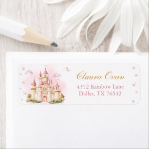 Pink Princess Castle Birthday Party Address Label