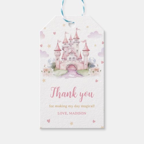 Pink Princess Castle Birthday Party Gift Tags