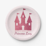 Pink Princess Castle Birthday Party Paper Plates at Zazzle