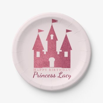 Pink Princess Castle Birthday Party Paper Plates by RedefinedDesigns at Zazzle