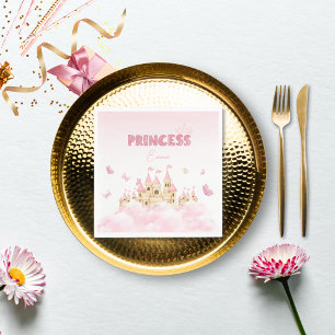 Pink Princess Castle Butterfly Enchanting Paper Napkins