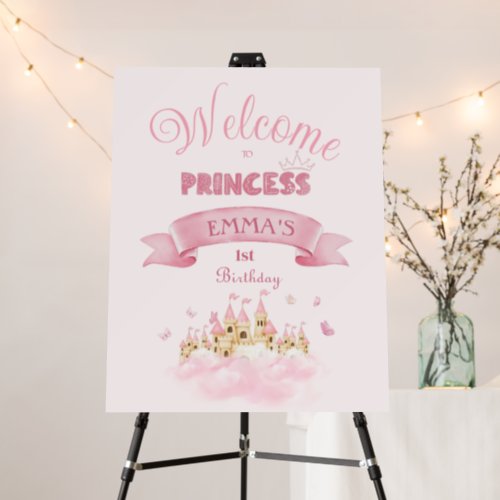 Pink Princess Castle Enchanting Welcome Sign