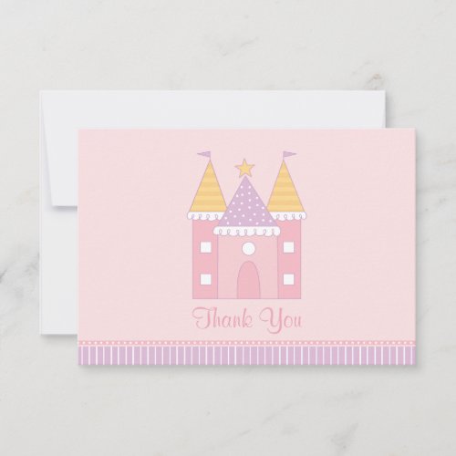 Pink Princess Castle Girls Birthday Party Note Card
