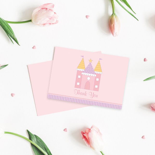 Pink Princess Castle Girls Birthday Party Note Card (Creator Uploaded)