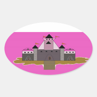 Pink Princess Castle Oval Sticker