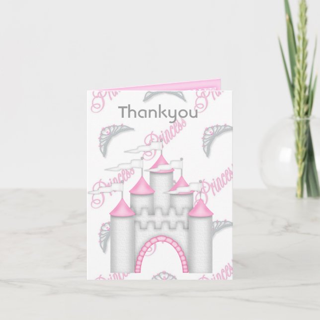 PINK PRINCESS CASTLE THANK YOU CARD BY MUMSBUBSNGR (Front)