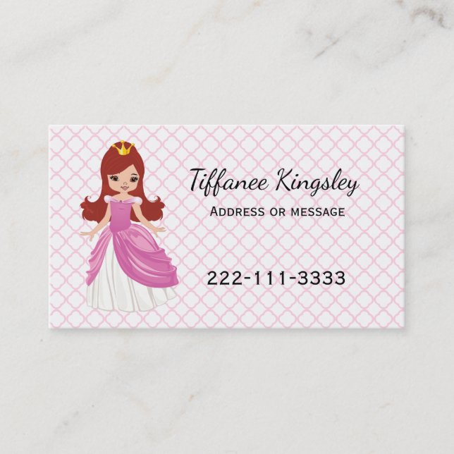 Pink Princess Childs or Mommy Networking Card (Front)